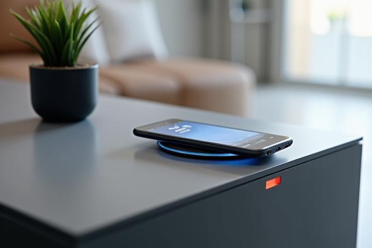 Mesa de centro moderna con carga inalámbrica integrada